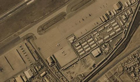 A view from the height of a drone flight over the airport of Kabul, Afghanistan Stock Photos