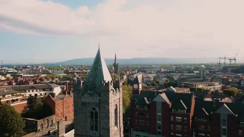 View from a height in Dublin Stock Footage 194677102