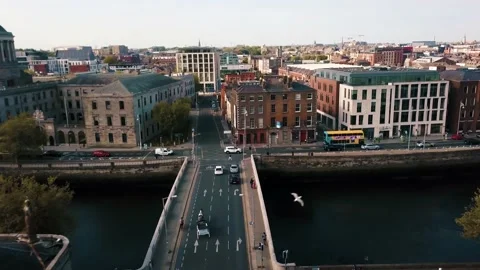 View from a height in Dublin Stock Footage 194680849
