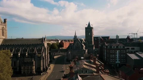 View from a height in Dublin Stock Footage 194680990
