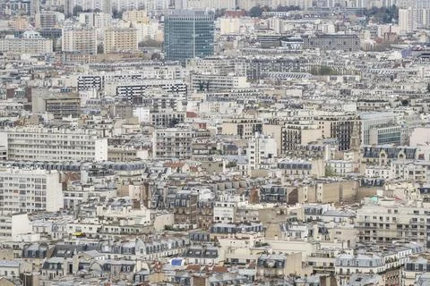 View from the height of the Eiffel Tower to the city centre, Paris Foto stock