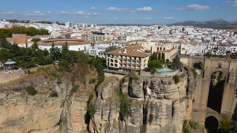 View from a height of the hotel on a high stone cliff Stock Footage 241838205