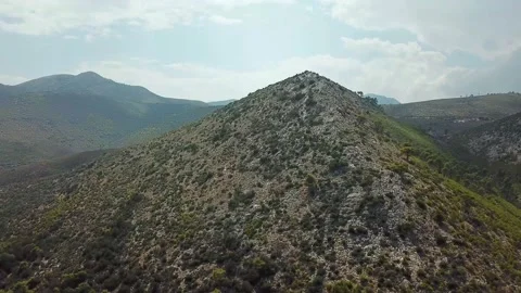 View from the Height to the Mountain in background of Mountain Peaks Stock Footage 238646062