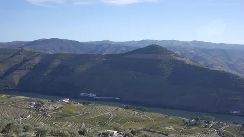 View from a height to mountains and land. Stockbeeldmateriaal 80248651