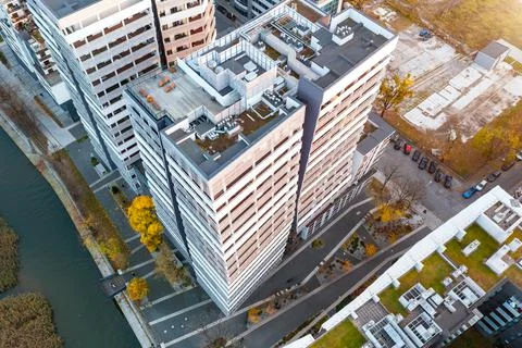 View from a height of a multi-storey building in the city Stock Photos