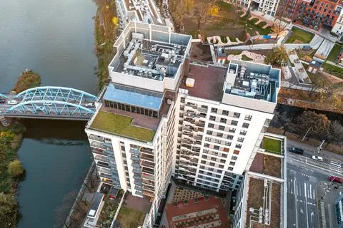 View from a height of a multi-storey building in the city Stock Photos