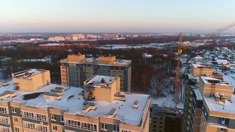View from height to new buildings and buildings under construction in Yaroslavl 스톡 동영상 85876646