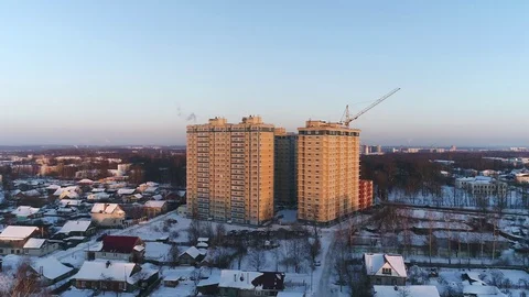 View from height to new buildings and buildings under construction in Yaroslavl 스톡 동영상 85877187
