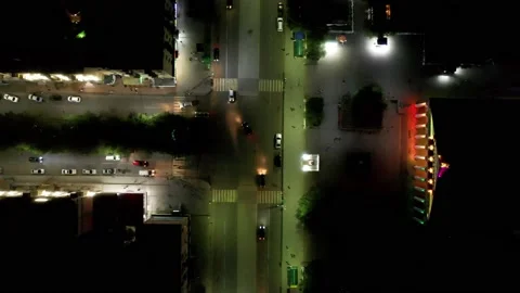 View from the height of the night city of Balkhash Stock Footage 202130800