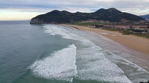 View from height on an ocean surf on a winter beach Stock Photos