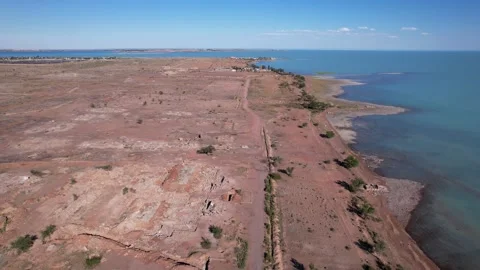 View from the height of old broken abandoned camp Video stock 202125938