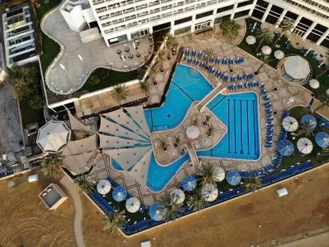 View from the height of the outdoor pool Foto stock