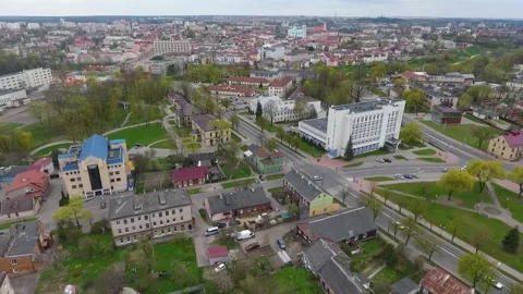 View from the height of the private sector in the city of Grodno. Belarus 스톡 동영상 154907386