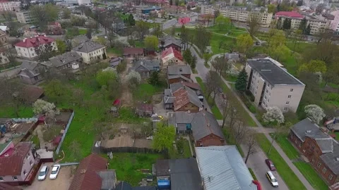 View from the height of the private sector in the city of Grodno. Belarus Stock Footage 154907488