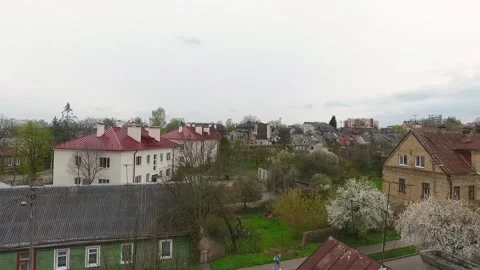 View from the height of the private sector in the city of Grodno. Belarus Stock Footage 154907770