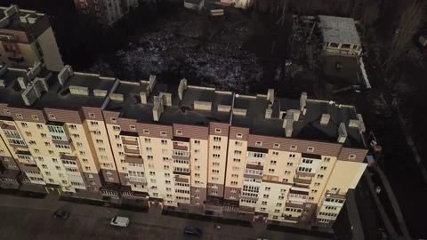 A view from a height from a quadrocopter drone to the new buildings of a new Stock Footage 229324889