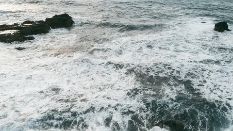 The view from the height of the raging ocean, the north coast of Tenerife Stock Footage 109261767
