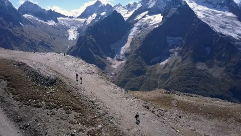 The view from the height to the river flowing through the gorge Stock Footage 96179391