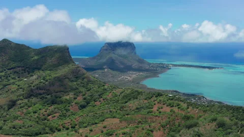 View from the height of the snow-white beach of Le Morne on the island of 스톡 동영상 167874286