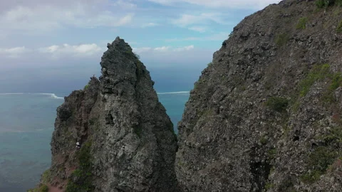 View from the height of the snow-white beach of Le Morne on the island of Видео 171874970