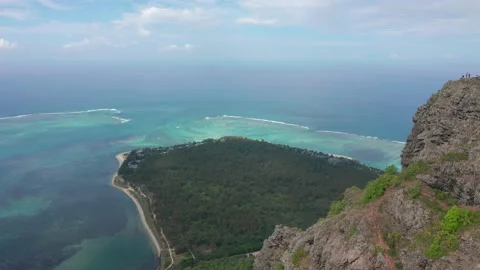 View from the height of the snow-white beach of Le Morne on the island of Stock Footage 171966532