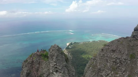 View from the height of the snow-white beach of Le Morne on the island of Stockbeeldmateriaal 172054350