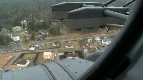 View from helicopter on autumn forest Stock Footage 45377753