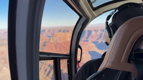 View from Helicopter Cockpit Flying Over the Grand Canyon Stock Footage 282385759