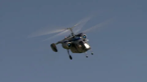 View of helicopter quickly flying over airfield Stock-Footage 58338173