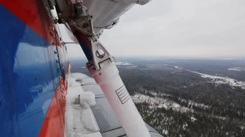 The view from the helicopter on a snow winter landscape Stock Footage 58517680