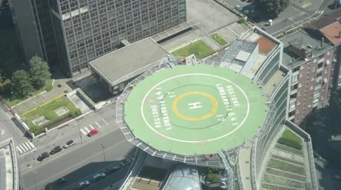 View of heliport from the top floor of a skyscraper Palazzo Lombardia Stock Footage 52195340