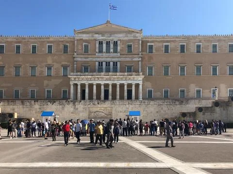 View of the Hellenic parliament building Stock Photos