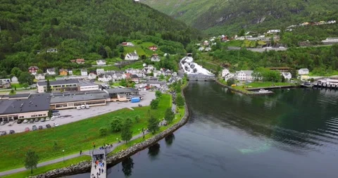 View on Hellesylt village Stock Footage 312315618