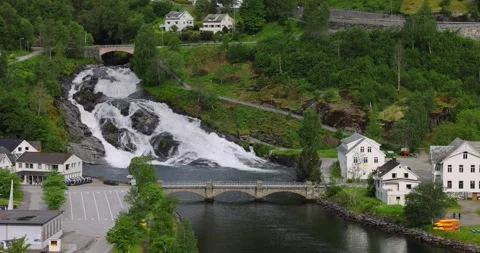 View on Hellesylt village Stock Footage 312315625