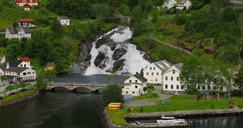 View on Hellesylt village Stock Footage 312315626