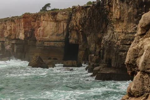 View of the hells mouth ( boca do inferno) in Cascais, Portugal Stock Photos