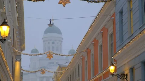 View of Helsinki Cathedral through the Sofiankatu street Stock Footage 148091010