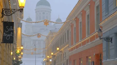 View of Helsinki Cathedral through the Sofiankatu street Stock Footage 148093954