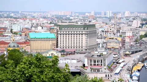 View of the Hem and the harbor of the Kiev River Station Stock Footage 103587368