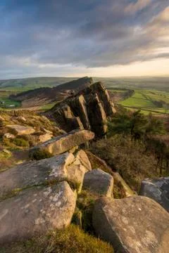 The view of Hen Cloud, Peak District National Park, Staffordshire, England, Fotos de archivo