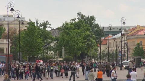 View to Herbert C. Hoover Square, Warsaw, Poland Stock Footage 7777815