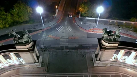 View of Heroes' Square at night. This Square is one of the most-visited Video stock 142979010