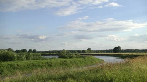 View from the high bank. River spills in the spring. Stock Footage 132283933
