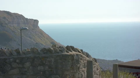 View from a high up cliff Rockwell pass looking out into the sea. Stock-Footage 151088563