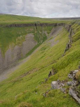 View up to High Cup Nick, Eden Valley, North Pennines, Cumbria Stock Photos