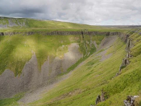 View up to High Cup Nick, Eden Valley, North Pennines, Cumbria Stock Photos