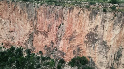 View from the High to the gorge with steep cliffs Stock Footage 240541402