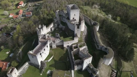 View from the high to a medieval castle Stock Footage 239916219