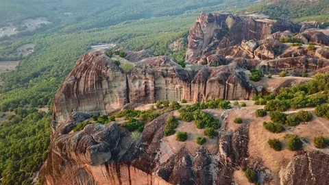 View from the High to the Meteora Rocks Stock Footage 239249191