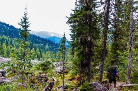 View from high mountain. clouds in the sky Foto stock